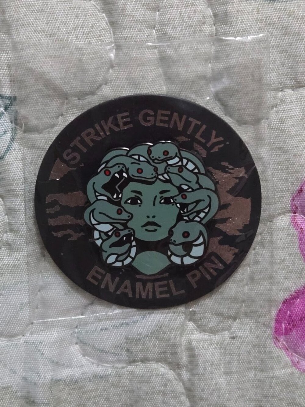 NWT Strike Gently Co Medusa Head Enamel Lapel Pin Sealed
